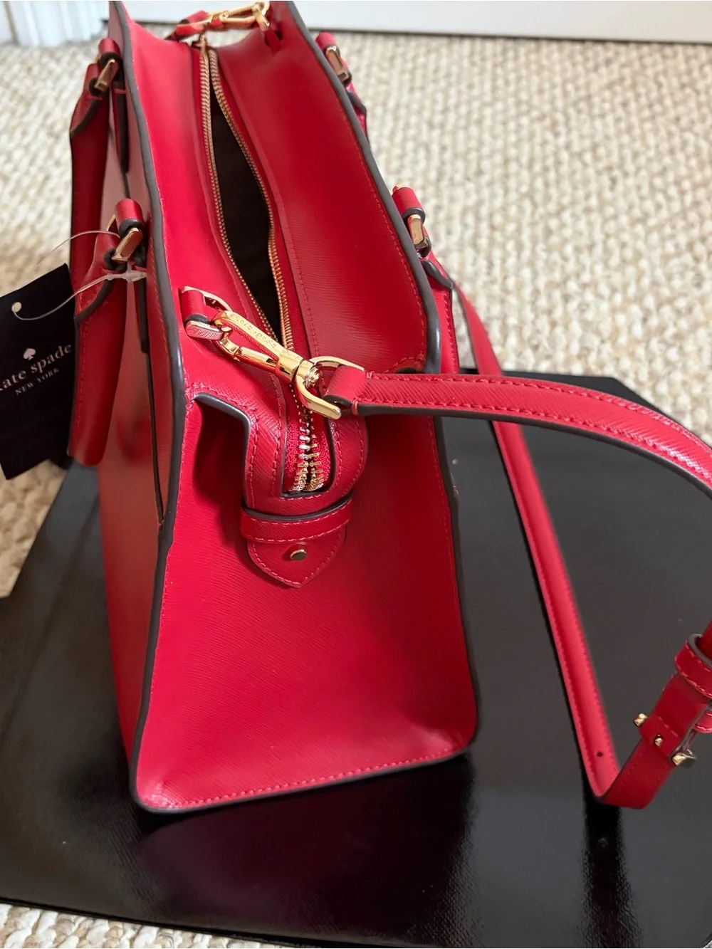 kate spade Red Saffiano Leather Satchel with Matching Wallet